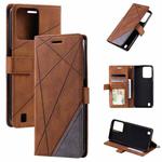 For Realme C31 Skin Feel Splicing Leather Phone Case(Brown)