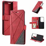 For OPPO Reno8 Skin Feel Splicing Leather Phone Case(Red)