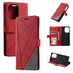 For OPPO Find X5 Skin Feel Splicing Leather Phone Case(Red)