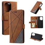 For OPPO Find X5 Skin Feel Splicing Leather Phone Case(Brown)