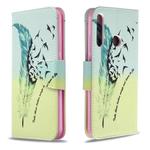 For Huawei P40 Lite E / Y7P Colored Drawing Pattern Horizontal Flip Leather Case with Holder & Card Slots & Wallet(Feather)
