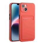 For iPhone 14 Card Slot Design Shockproof TPU Phone Case(Plum Red)