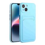 For iPhone 14 Plus Card Slot Design Shockproof TPU Phone Case(Sky Blue)