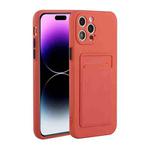 For iPhone 14 Pro Card Slot Design Shockproof TPU Phone Case(Plum Red)