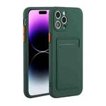 For iPhone 14 Pro Max Card Slot Design Shockproof TPU Phone Case(Dark Green)