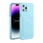 For iPhone 14 Pro Max Card Slot Design Shockproof TPU Phone Case(Sky Blue)
