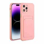 For iPhone 14 Pro Max Card Slot Design Shockproof TPU Phone Case(Pink)