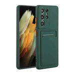 For Samsung Galaxy S22 Ultra 5G Card Slot Design Shockproof TPU Phone Case(Dark Green)