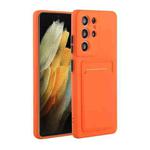 For Samsung Galaxy S22 Ultra 5G Card Slot Design Shockproof TPU Phone Case(Orange)