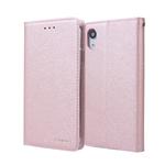 For iPhone XR CMai2 Silk Texture Horizontal Flip Leather Case with Holder & Card Slots & Photo Frame & Wallet(Rose Gold)