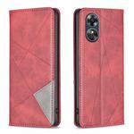 For OPPO A17 Prismatic Invisible Magnetic Leather Phone Case(Red)