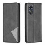 For OPPO A17 Prismatic Invisible Magnetic Leather Phone Case(Black)