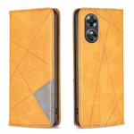 For OPPO A17 Prismatic Invisible Magnetic Leather Phone Case(Yellow)