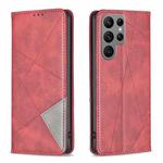 For Samsung Galaxy S23 Ultra 5G Prismatic Invisible Magnetic Leather Phone Case(Red)