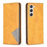 For Samsung Galaxy S23 5G Prismatic Invisible Magnetic Leather Phone Case(Yellow)