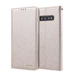 For Galaxy S10 CMai2 Silk Texture Horizontal Flip Leather Case with Holder & Card Slots & Photo Frame & Wallet(Light Gold)
