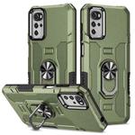 For Motorola Moto G22 Ring Holder Armor Hybrid Phone Case(Green)