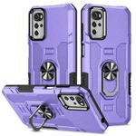 For Motorola Moto G22 Ring Holder Armor Hybrid Phone Case(Purple)