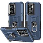 For OPPO A57 5G Ring Holder Armor Hybrid Phone Case(Blue)