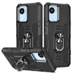 For Realme C30 4G Ring Holder Armor Hybrid Phone Case(Black)