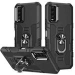 For vivo Y20 Ring Holder Armor Hybrid Phone Case(Black)