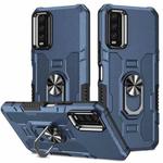 For vivo Y20 Ring Holder Armor Hybrid Phone Case(Blue)
