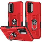 For vivo Y20 Ring Holder Armor Hybrid Phone Case(Red)