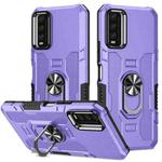 For vivo Y20 Ring Holder Armor Hybrid Phone Case(Purple)