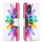 For OPPO A17 Drawing Pattern Leather Phone Case(Sun Flower)