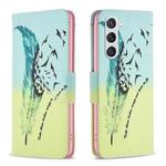 For Samsung Galaxy S23 5G Drawing Pattern Leather Phone Case(Feather)