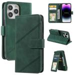 For iPhone 14 Pro Skin Feel Multi-card Wallet Leather Phone Case(Green)