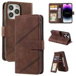 For iPhone 14 Pro Max Skin Feel Multi-card Wallet Leather Phone Case(Brown)