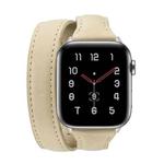 For Apple Watch 5/4 44mm & 3/2/1 42mm Thin Leather Double-loop Watch Band(Creamy-white)