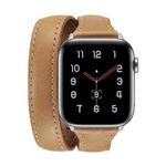 For Apple Watch 5/4 44mm & 3/2/1 42mm Thin Leather Double-loop Watch Band(Brown)