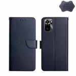 For Xiaomi Poco M5s Genuine Leather Fingerprint-proof Flip Phone Case(Blue)