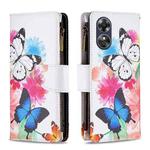 For OPPO A17 Colored Drawing Pattern Zipper Leather Phone Case(Two Butterflies)