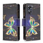 For OPPO A17 Colored Drawing Pattern Zipper Leather Phone Case(Big Butterfly)