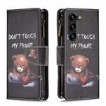 For Samsung Galaxy S23+ 5G Colored Drawing Pattern Zipper Leather Phone Case(Bear)