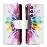 For Samsung Galaxy S23 5G Colored Drawing Pattern Zipper Leather Phone Case(Sun Flower)