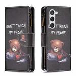For Samsung Galaxy S23 5G Colored Drawing Pattern Zipper Leather Phone Case(Bear)