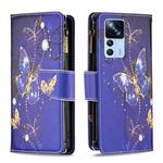 For Xiaomi 12T / 12T Pro / Redmi K50 Ultra Colored Drawing Pattern Zipper Leather Phone Case(Purple Butterfly)