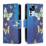 For Xiaomi 12T / 12T Pro / Redmi K50 Ultra Colored Drawing Pattern Zipper Leather Phone Case(Gold Butterfly)