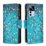 For Xiaomi 12T / 12T Pro / Redmi K50 Ultra Colored Drawing Pattern Zipper Leather Phone Case(Plum Blossom)
