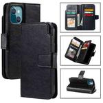 For iPhone 14 Litchi Texture 9 Card Tri-Fold Wallets Leather Phone Case(Black)