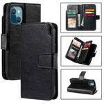 For iPhone 14 Plus Litchi Texture 9 Card Tri-Fold Wallets Leather Phone Case(Black)