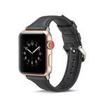 For Apple Watch 5/4 44mm & 3/2/1 42mm Thin Leather Watch Band(Black)