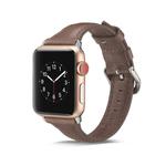 For Apple Watch 5/4 44mm & 3/2/1 42mm Thin Leather Watch Band(Coffee)
