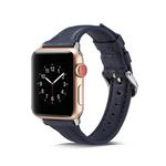 For Apple Watch 5/4 44mm & 3/2/1 42mm Thin Leather Watch Band(Blue)