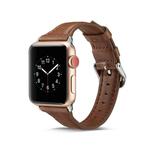 For Apple Watch 5/4 44mm & 3/2/1 42mm Thin Leather Watch Band(Dark Brown)