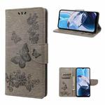 For Motorola Moto E22 / E22i Butterfly Embossed Horizontal Flip Leather Phone Case(Grey)